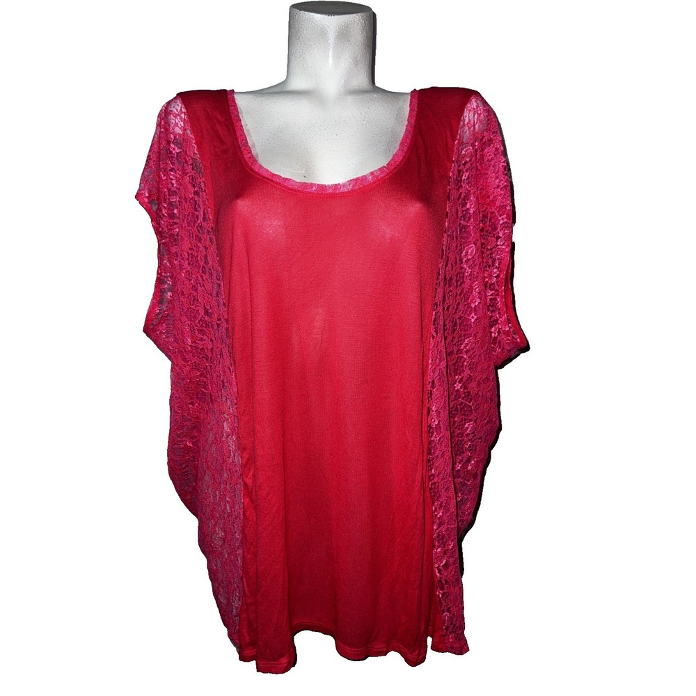 Victoria's Secret Pink Lace Side Panel Scoop Neck Short Sleeve Top Size 3X